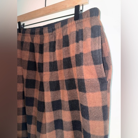 Skims Brown Plaid Polyester Fleece Pajama Set Women’s Size Large - Picture 9 of 13